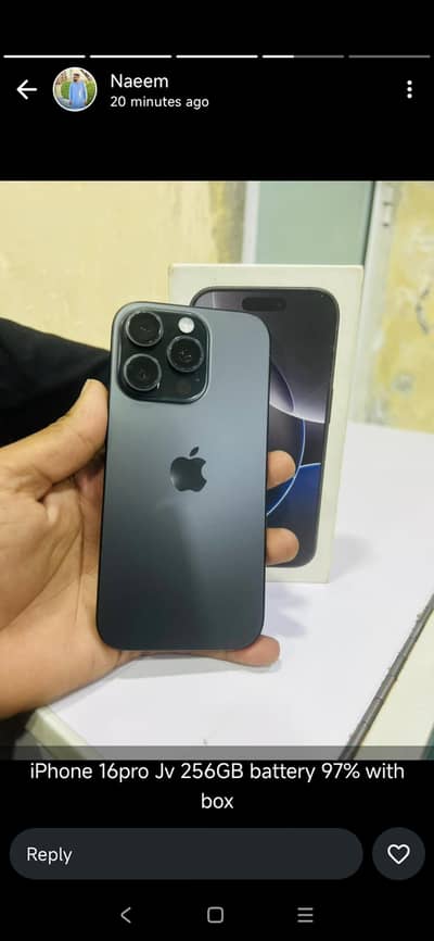 iphone 16 pro max 256Gb JV sim tray Wala Canada modle