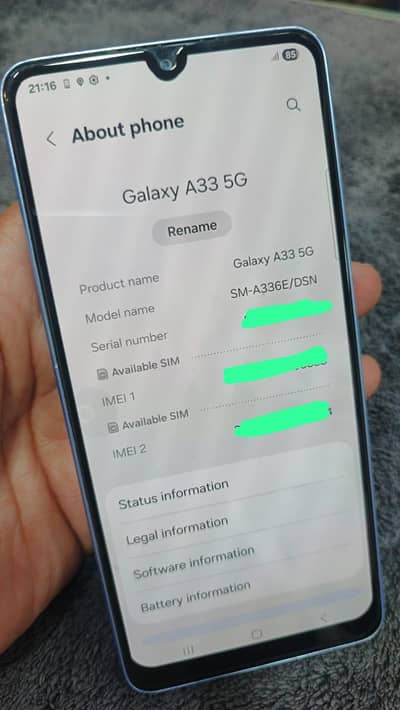 Galaxy A33, 5g, with box n cable, only call 03174359182