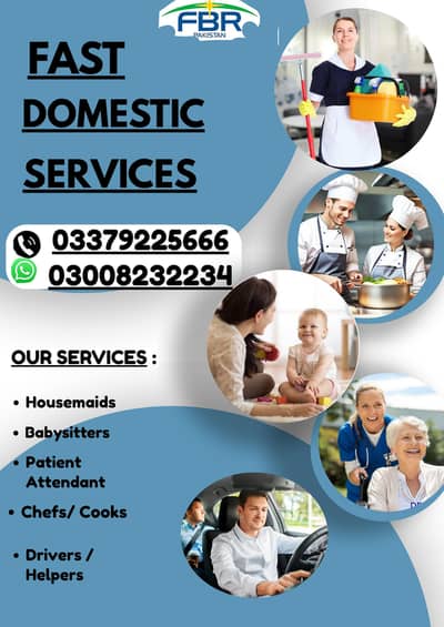 We provide all domestic staff services maids/cooks nannies/drivers etc