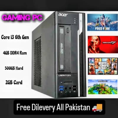 Gaming PC Core i3 6th Gen 4gb Ram DDR4 500gb Hard 2gb card