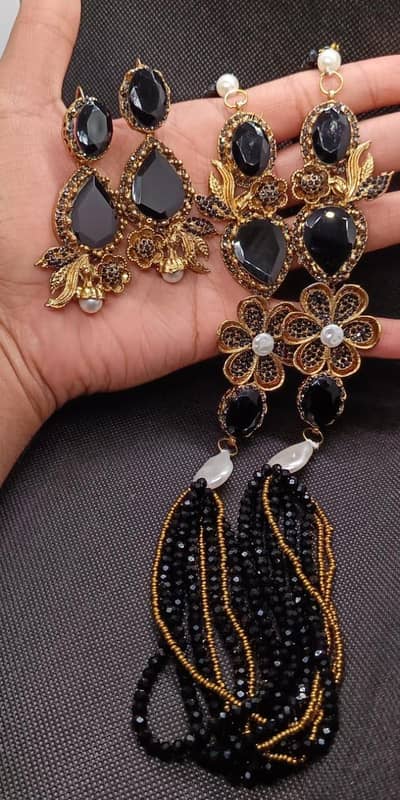 Turkish black designer mala set