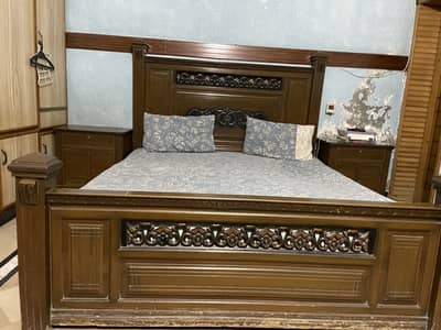 Wooden furnished bed