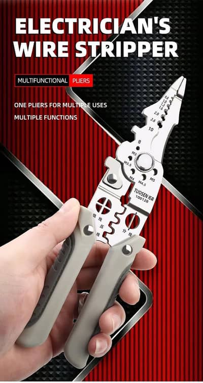 Electrician Wire Stripper Pliers Multi-Function Grey Chrome Vanadium