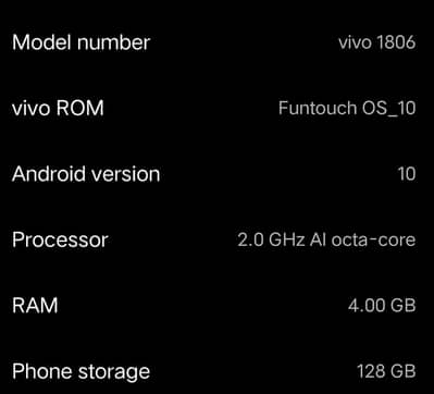 vivo 1806 4ram 128gb