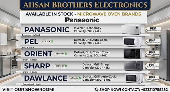 Microwave Ovens Panasonic PEL Orient Sharp Dawlance All Models Availa