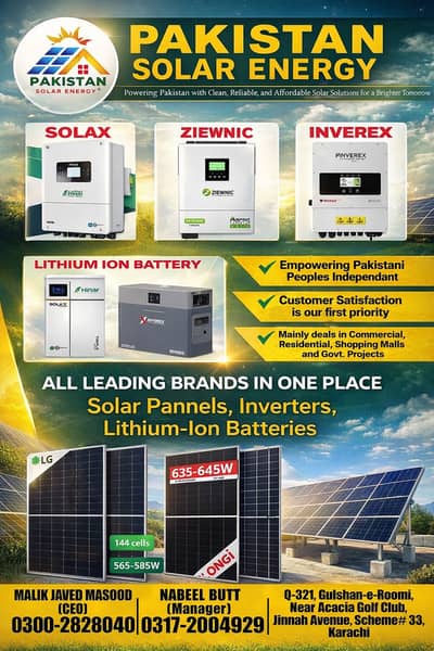 Solar System Installation in Pakistan | Inverex, Jinko, Longi Panels