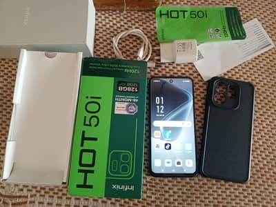 Infinix hot 50i full box lush condition 6-128 all ok
