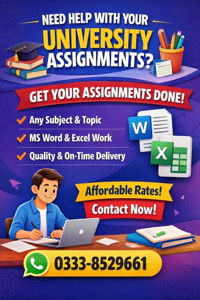 University Assignment Help – Any Subject | MS Word & Excel | Fast Deli