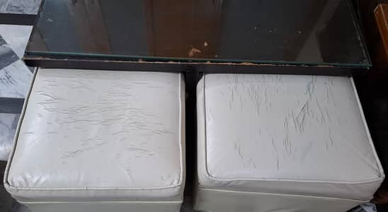 4 Seater Dining Table with Glass Top & Storage Stools – Affordable