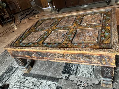 Antique style centre table with side tables