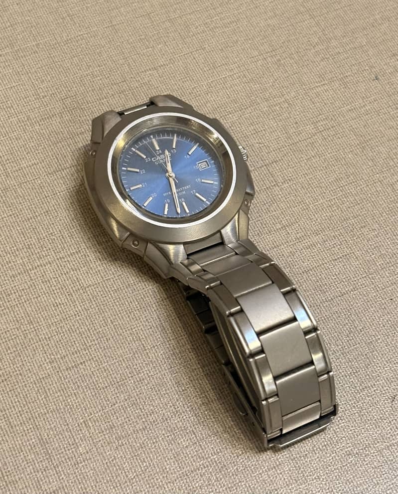 Original Casio Watch for Sale – Steel Strap, Blue Dial 0