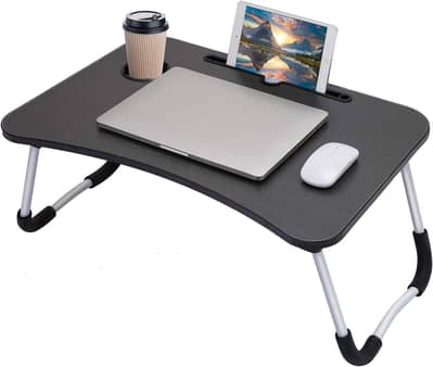 Laptop Table | Foldable Legs, Tablet Groove, Cup Slot | Free Delivery