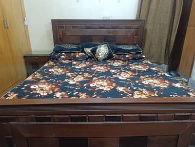 wooden King size bed dressing side tables
