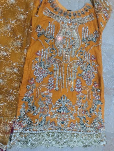 Zebtan Heavy Embroidered 3 Piece Suit (Kameez, Sharara, Dupatta)