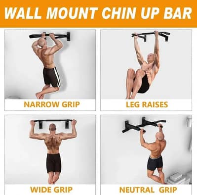 Wall Mounted Pull-Up Bar (3 Grip) – Heavy Duty
