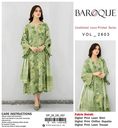 Elegant Baroque Lawn Suit – Unstitched | Luxury Black Floral Design