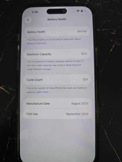 Iphone 16 pro max 256 Black in excellent condition. PTA Approved