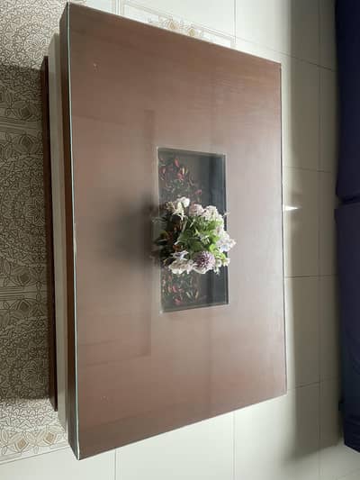 Elegant Wooden Center Table with Glass Top | Premium Lounge Table