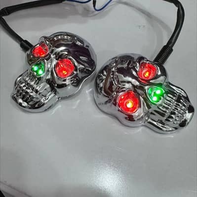 skull shape bike indicator 4pc ABS black and silver