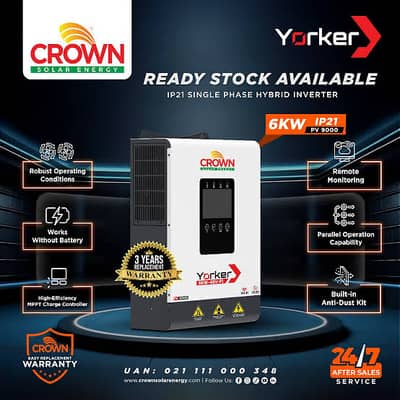 Crown 6kw pv9000 3 years replacement warranty available for sale