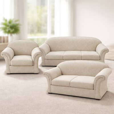 3+1 Sofa Set – Elegant Beige Fabric (Good Condition)