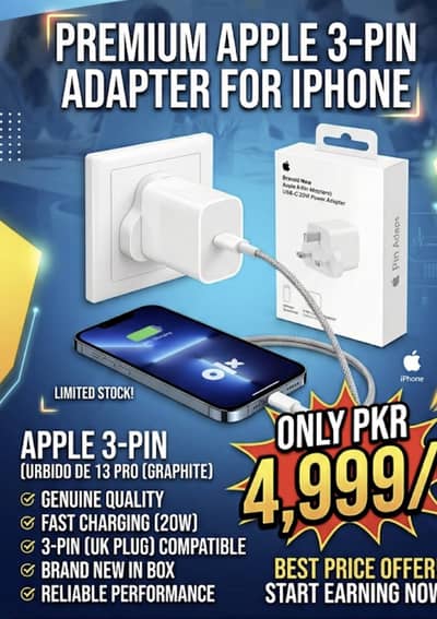 Apple 3pin charger 20watt fast charger