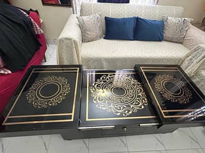 printed center glass table