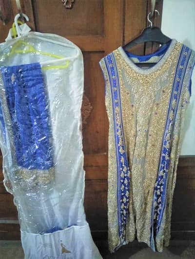 Blue themed wedding dress for sale in islamabad