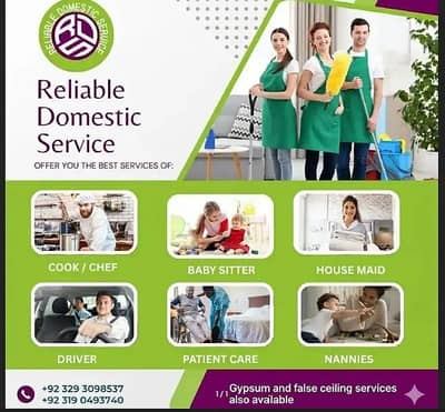 Maids /House Maids / cook / Nanny Couple/ BabySitter/ Driver Available