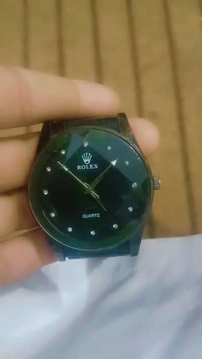 Stylish Black Analog Watch (Rolex Style – Quartz)