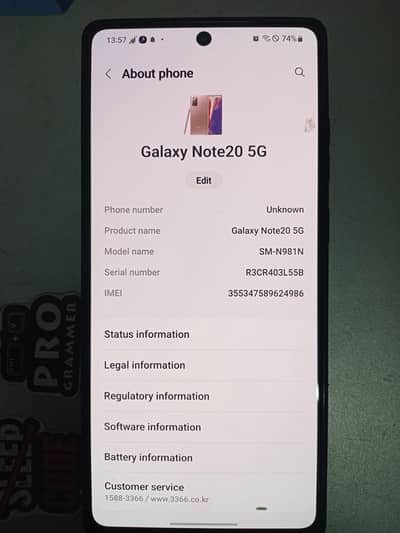 Samsung Note 20 5G non PTA