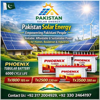 Pakistan Solar Energy System | Phoenix Tubular Batteries | Solar Pane