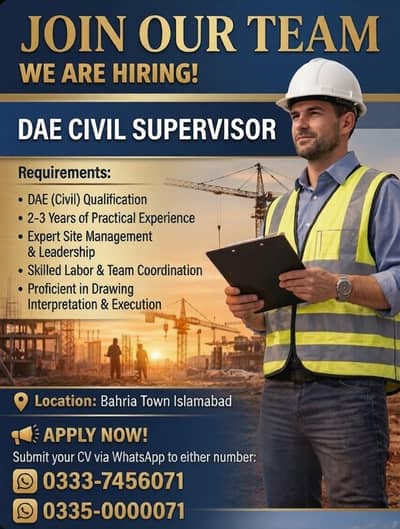 Civil Site Supervisor Staff Required