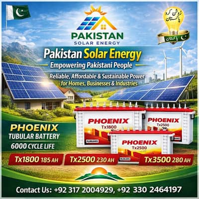 Pakistan Solar Energy System | Phoenix Tubular Batteries | Solar Pane
