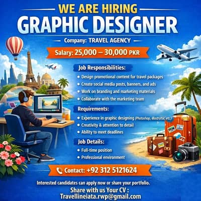 Graphic Designer Required || Male & Female Jobs (Office Work)