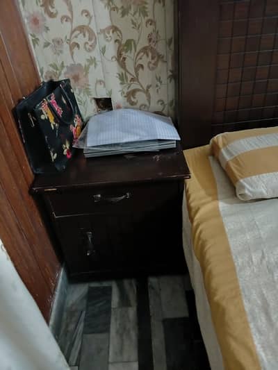 bed set with side table and mattress