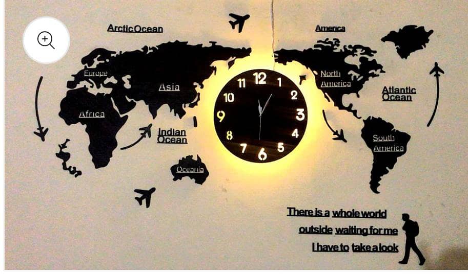 world map light clock 0