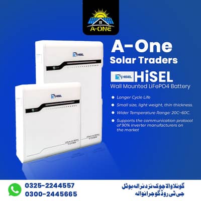 HISEL LiFePO4 Wall Battery | Long Life | Lightweight | A-One Solar