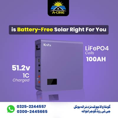 Knox LiFePO4 Battery-Free Solar | 100AH | 51.2V | High Performance