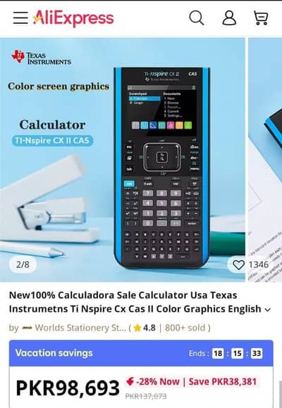 TEXAS INSTRUMENTS TI-NSIPRE CX II T CAS NEW VERSION GRAPHIC CALCULATOR