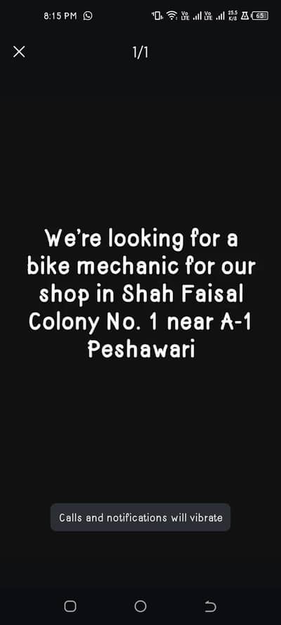 Bike mechanic ki zrorat hai shop Kay liyay