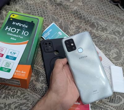 infinix hot 10 4/64GB RAM ROM with box vip battery timing