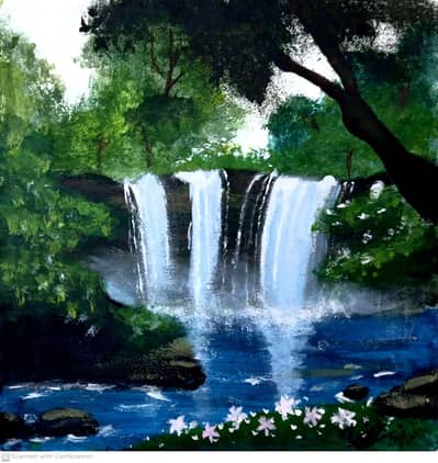 waterfall painting
