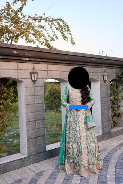 Elegant Emerald Green Bridal Maxi – Heavy Embroidery, Wedding Wear
