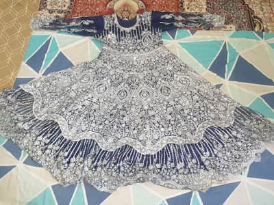 Designer Heavy Embroidered Navy Blue Maxi with Dupatta