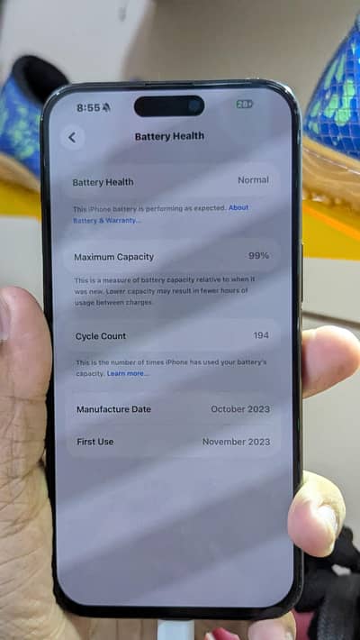 15 pro max blue titanium 256 battery health 99