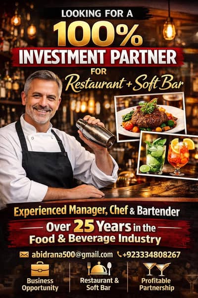 Need invester for Restaurant + Soft Bar business