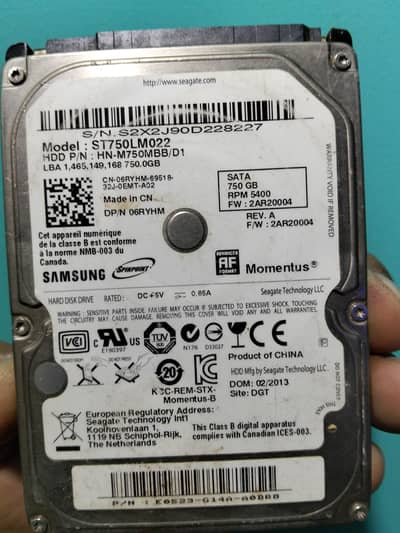 SATA 750 gp laptop Hard