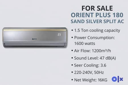 Orient 1.5 Ton Split AC – Working Condition – Urgent Sale