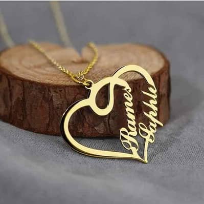 Golden Customized  heart name necklace